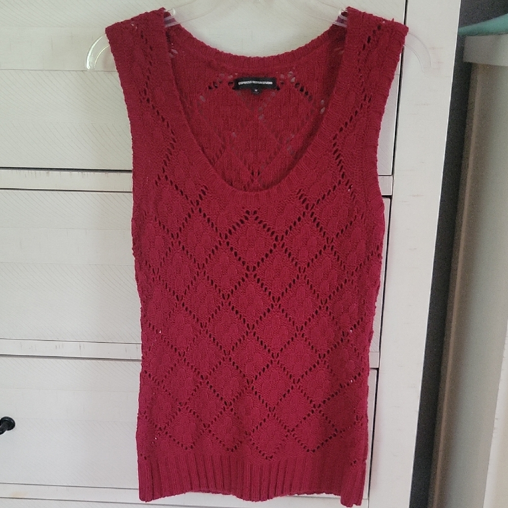 Express Red Sleeveless Knit Top